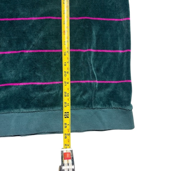 Stussy Velour Crewneck Sweatshirt Stripe Green Pink M - Picture 6 of 7